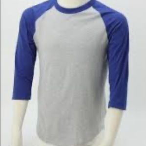 Grey and Blue Baseball Shirt